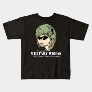 Proud Military Woman  V1    (dark tees) Kids T-Shirt